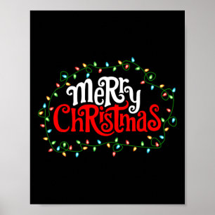 Póster Feliz Navidad Luces navideñas Hombres Familiares M