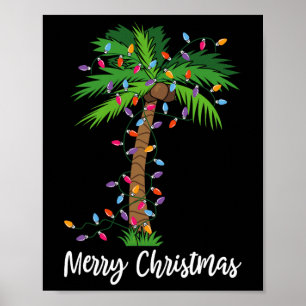 Póster Feliz Navidad Luces Palm Tree Beach Navidad Pajama