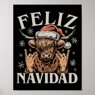 Póster Feliz Navidad Meme Emo Cow Gracioso Meme Navidades