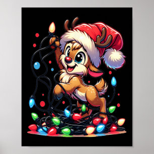 Póster Feliz Navidad navideño Navidades renos ligados