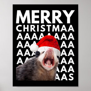 Póster Feliz Navidad, Opossum gritando Diversión Hombres
