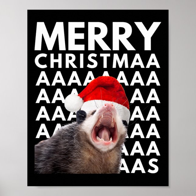 Póster Feliz Navidad, Opossum gritando Diversión Hombres  (Frente)