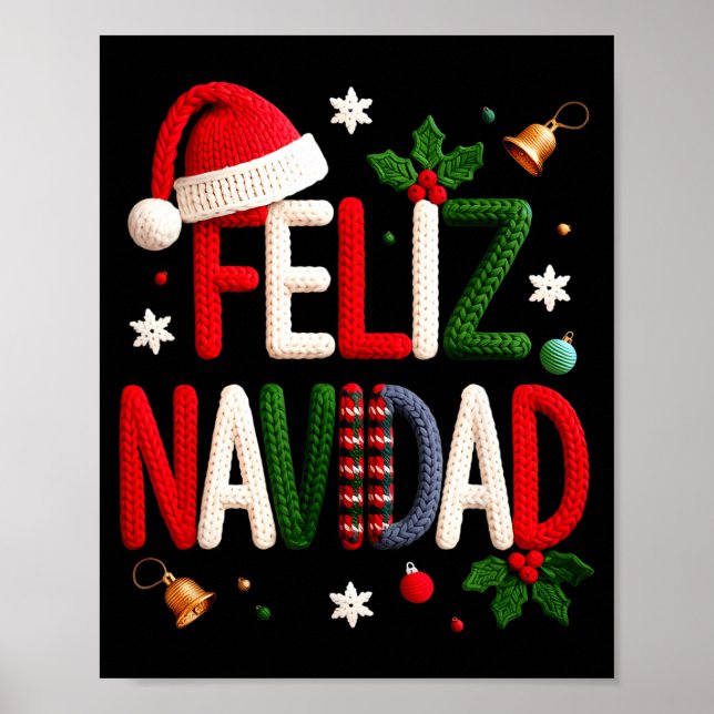 Póster Feliz Navidad Pajamas Spanish Mexican Christmas Bo (Frente)