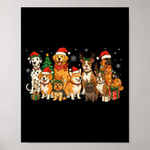 Póster Feliz Navidad Papá Noel Papá Noel Perro Noel X