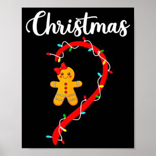 Póster Feliz Navidad Parejas de Pan de Jengibre Pijamas d