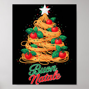 Póster Feliz Navidad Pasta Espaguetis Italiano Navidad Di