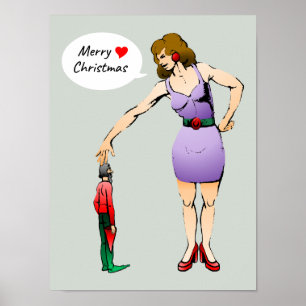 Póster Feliz Navidad pequeño duende