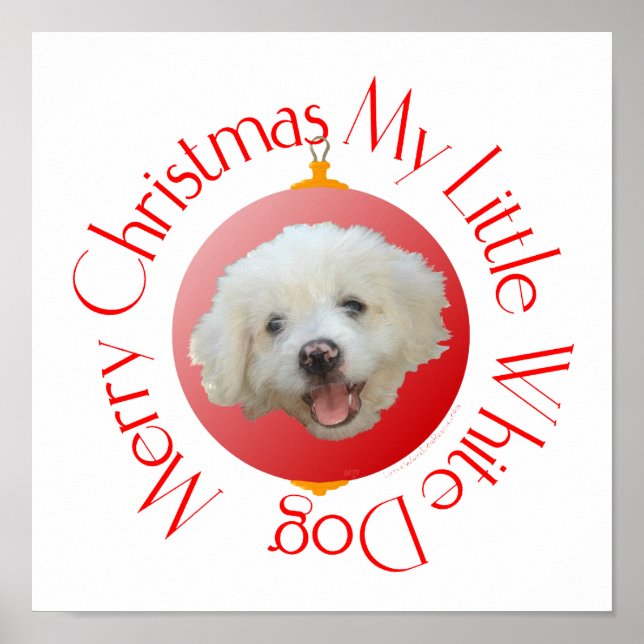 Póster Feliz Navidad Perrito Blanco (Frente)