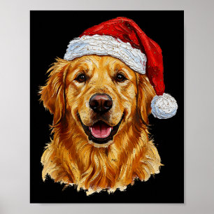 Póster Feliz Navidad Perrito Golden Retriever Navideño Ad