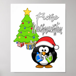 Póster Feliz Navidad Pingüino Idea de Regalo de Navidad 