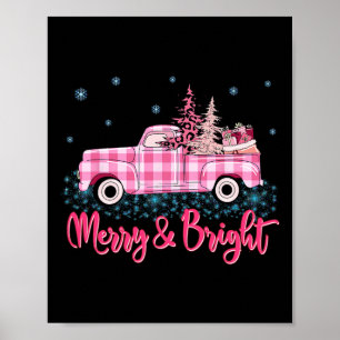 Póster Feliz Navidad Pink Leopardo Camión Árbol Fun Navid