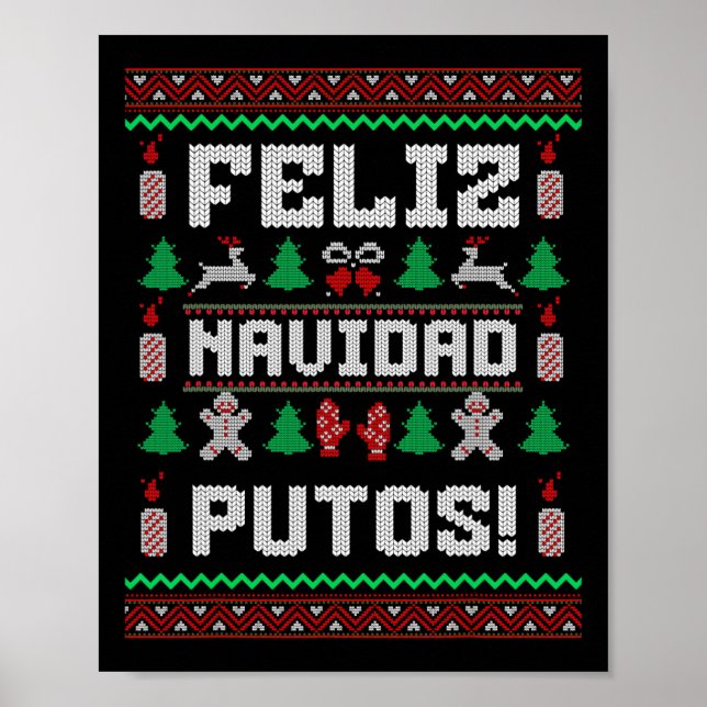 Póster Feliz Navidad Putos Suéter Divertido De Navidad Me (Frente)