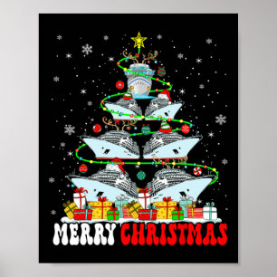 Póster Feliz Navidad Reindeer Elf Santa Cruise Ships Xm