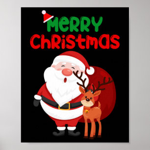 Póster Feliz Navidad Reindeer Familia 2024 Hombres Mujere