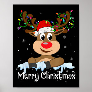 Póster Feliz Navidad Reindeer Navidad Familia Matando Hom