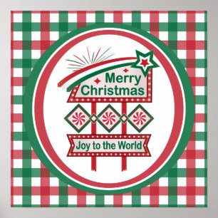 Póster Feliz Navidad Retro Marquee - Alegría al mundo