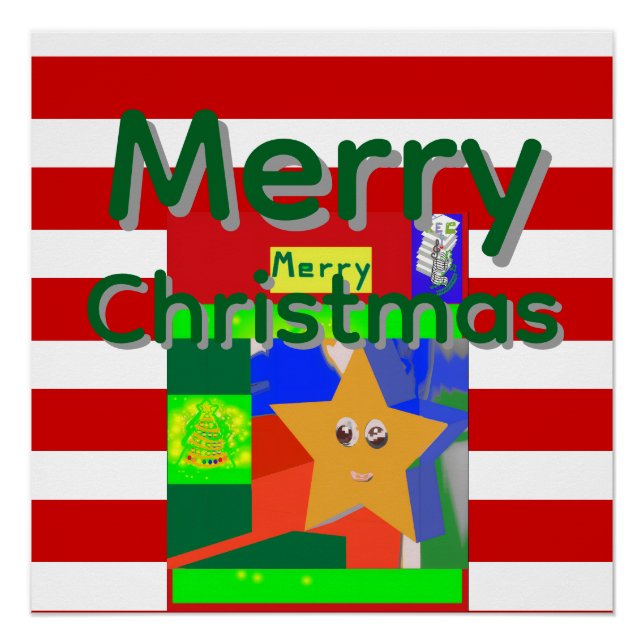 Póster Feliz Navidad Rosa Rojo  (Anverso)