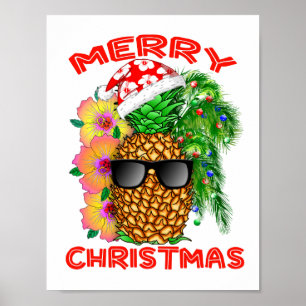 Póster Feliz Navidad Santa Pineapple