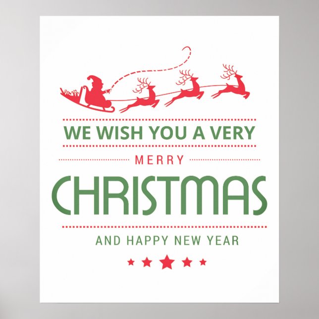 Póster Feliz Navidad Santa Reindeer | Vacaciones (Frente)