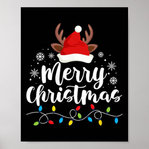 Póster Feliz Navidad Santa Squad de renos Graciosa Navida