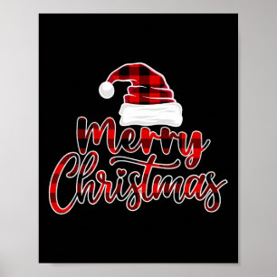Póster Feliz Navidad Santa Squad Red Plaid Xmas Regalos B