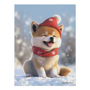 Póster Feliz Navidad, Shiba Inu Perro Puppy 02 - Feliz Ch