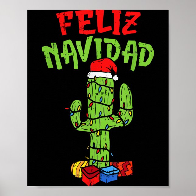 Póster Feliz Navidad Shirt Mexican Christmas Cactus Xmas  (Frente)