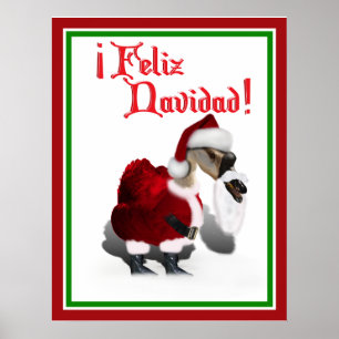 Póster Feliz Navidad - Silly Santa Goose
