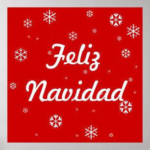 Póster Feliz Navidad Snowflakes