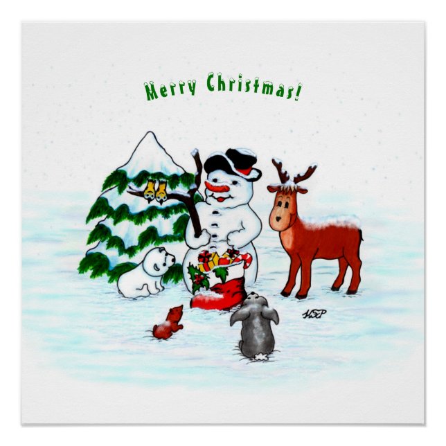 Póster ¡Feliz Navidad! Snowman con sus amigos (Anverso)