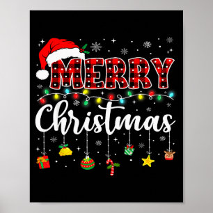 Póster Feliz Navidad Sombrero Rojo de Santa Reno Xmas Coi