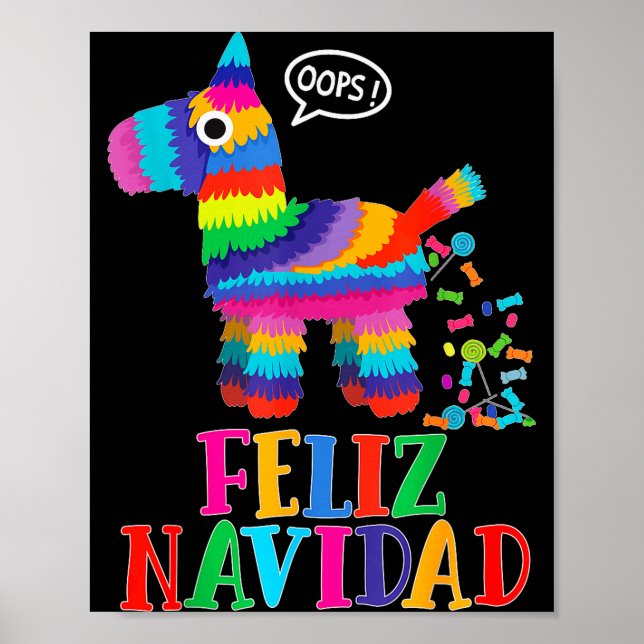 Póster Feliz Navidad Spanish Christmas Funny Mexican Nata (Frente)