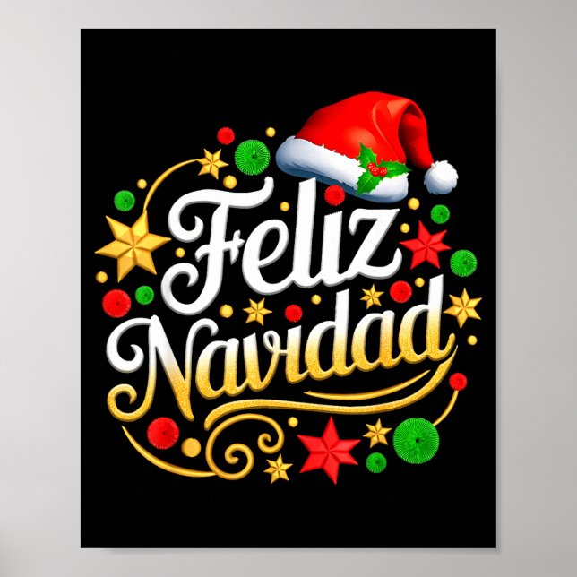 Póster Feliz Navidad Spanish Mexican Christmas Xmas Holid (Frente)