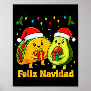 Póster Feliz Navidad Tacos De Aguacate Navidad Mexicana F