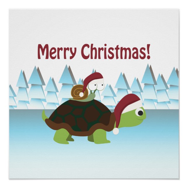 Póster Feliz Navidad! Tortuga y caracol (Anverso)