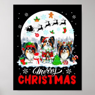 Póster Feliz Navidad Tres Papillones de renos de Santa El