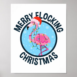 Póster Feliz Navidad Tropical Flamenco de Florida