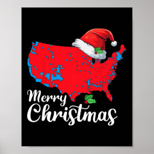 Póster Feliz Navidad Trump Patriótico Mapa EEUU 2024 Sant