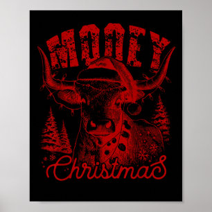 Póster Feliz Navidad Vaca Occidental Novilla Vaca de las