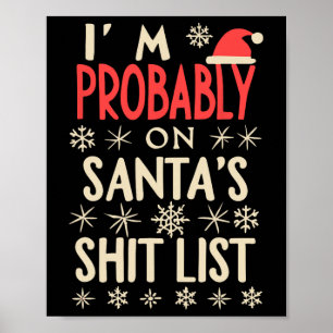 Póster Feliz Navidad Vintage probablemente estoy en santa