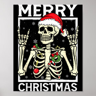 Póster Feliz Navidad Xmas Calavera Esqueleto Divertido Ho