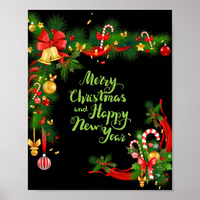 Póster Feliz Navidad y Año Nuevo Poster (Frente)