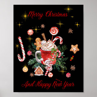 Póster Feliz Navidad y Feliz Año Nuevo