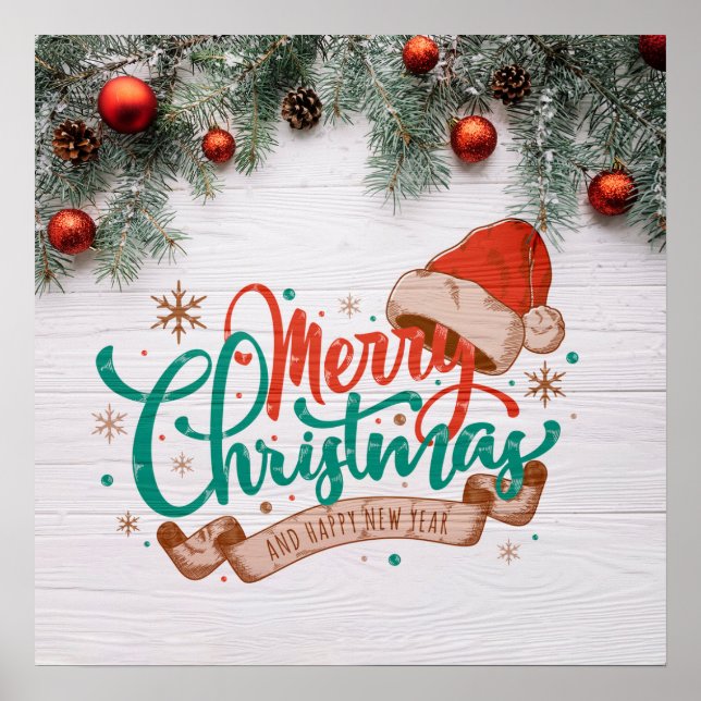 Póster Feliz Navidad Y Feliz Año Nuevo (Frente)