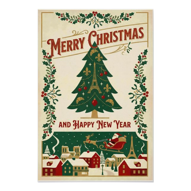 Póster Feliz Navidad y Feliz Año Nuevo (Anverso)