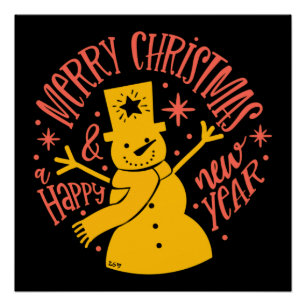 Póster FELIZ NAVIDAD Y FELIZ navidades DE NEWYEAR