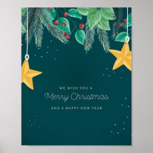 Póster Feliz Navidad y un banquete de Año Nuevo feliz
