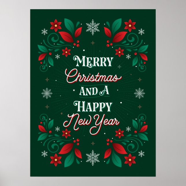 Póster Feliz Navidad y un feliz Poster de Año Nuevo 18x24 (Frente)