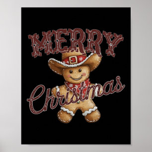 Póster Feliz Navidad Yall Gingerbread Cowboy Howdy West