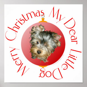 Póster Feliz Navidad Yorkshire Terrier